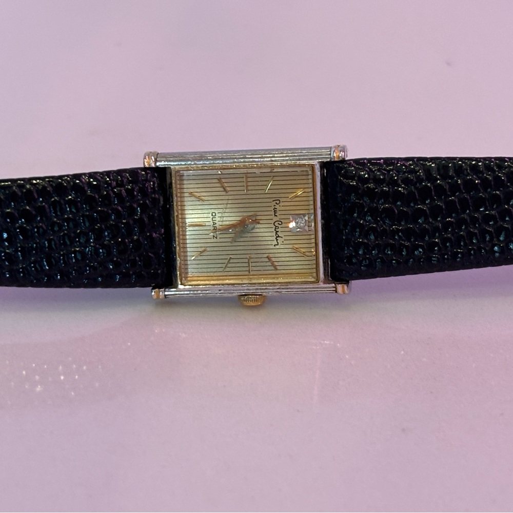 Pierre Cardin Silver-Toned Watch with Black Strap